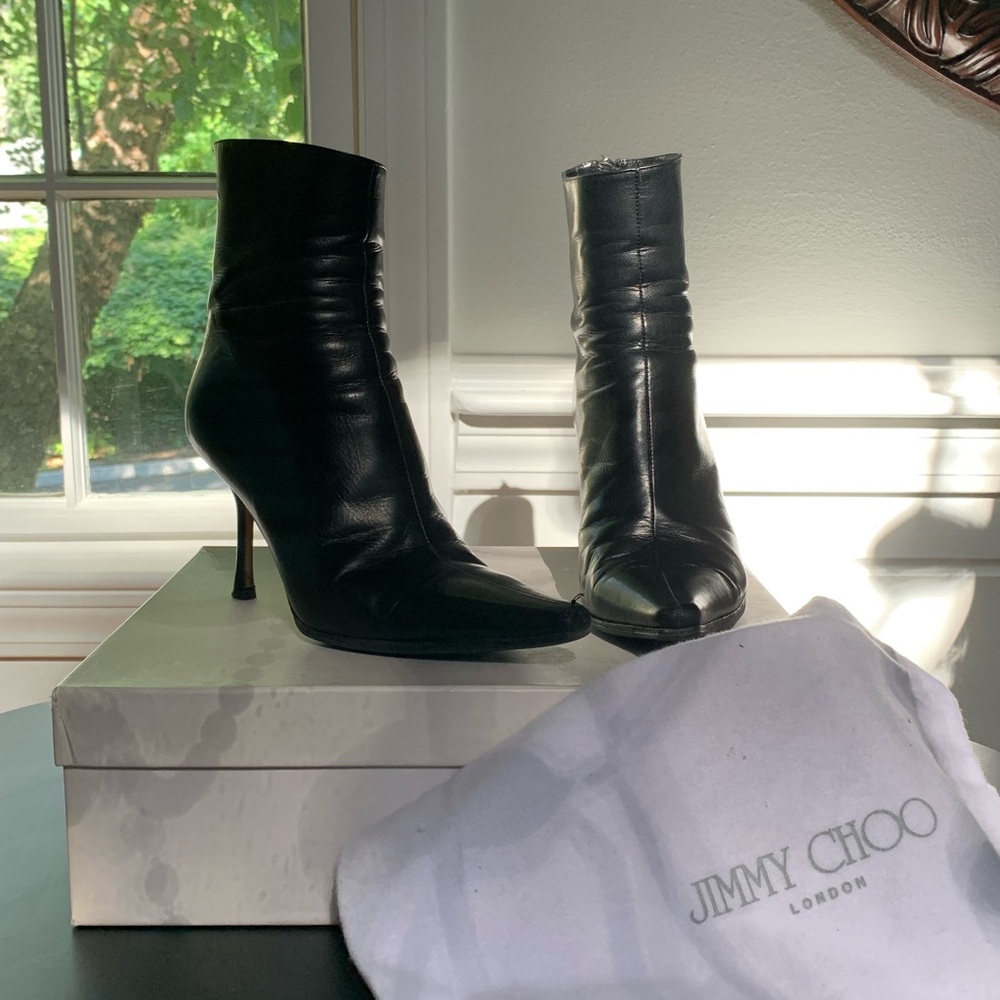 Jimmy Choo Daisy Black Leather Ankle Boots